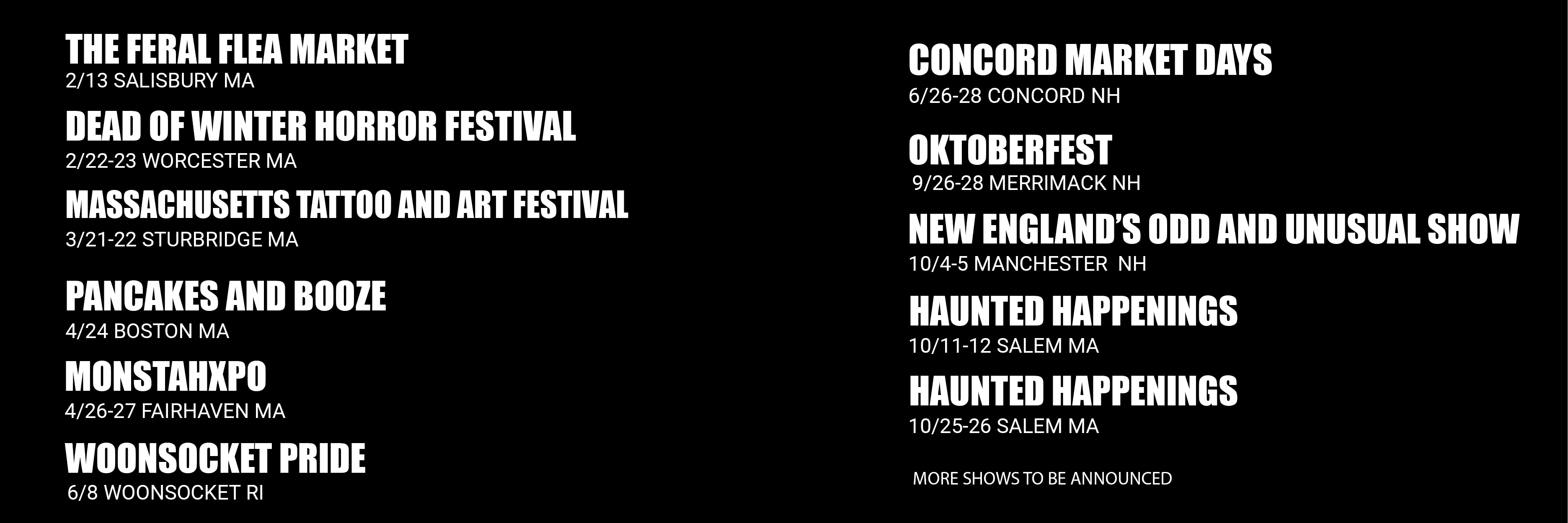 Show Schedule 2025